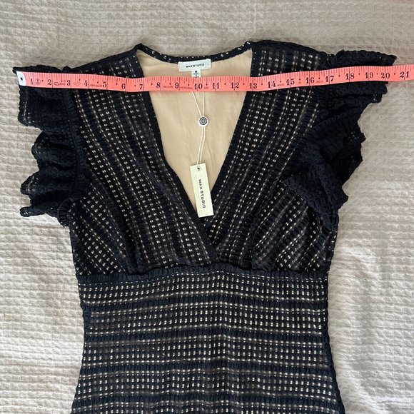MAX STUDIO | NWT Lace Sheath Flutter Sleeve Midi Dress - Picture 10 of 17